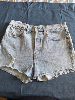 Levi's Light Wash Distressed Denim Cutoff Shorts